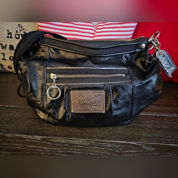 Handbags - Coach Poppy Jazzy Hobo Bag. 2-way bag made of glossy black patent Leather.